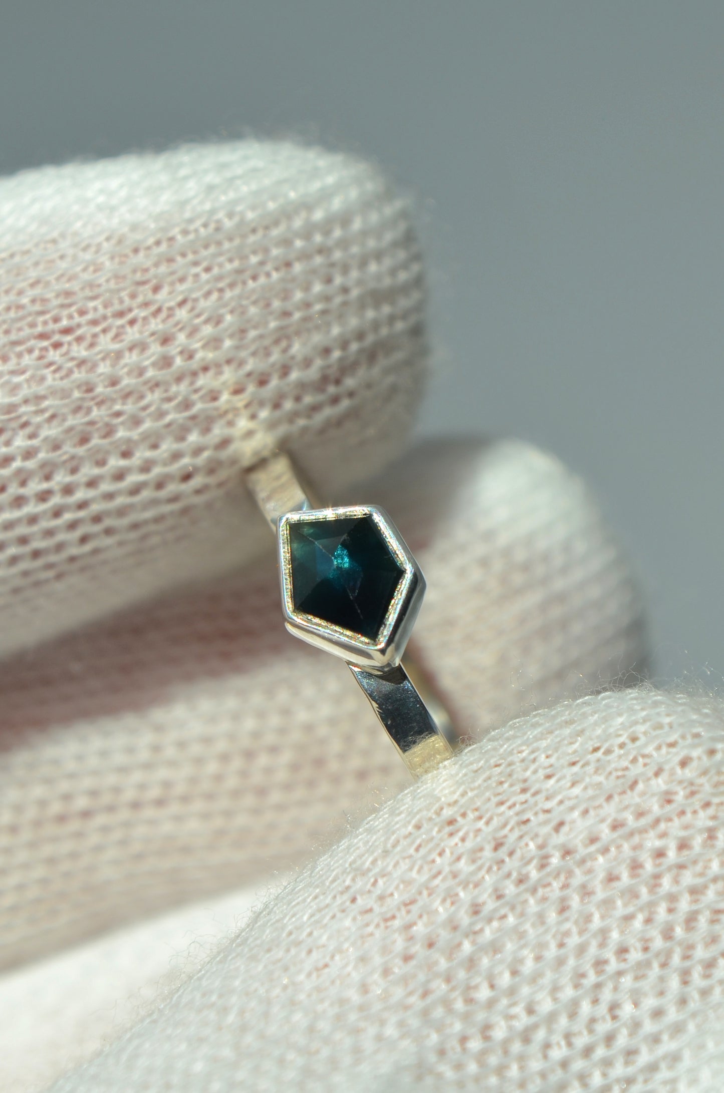 Kenyan Natural Green Sapphire Ring, Sterling Silver, Size 10 U.S.
