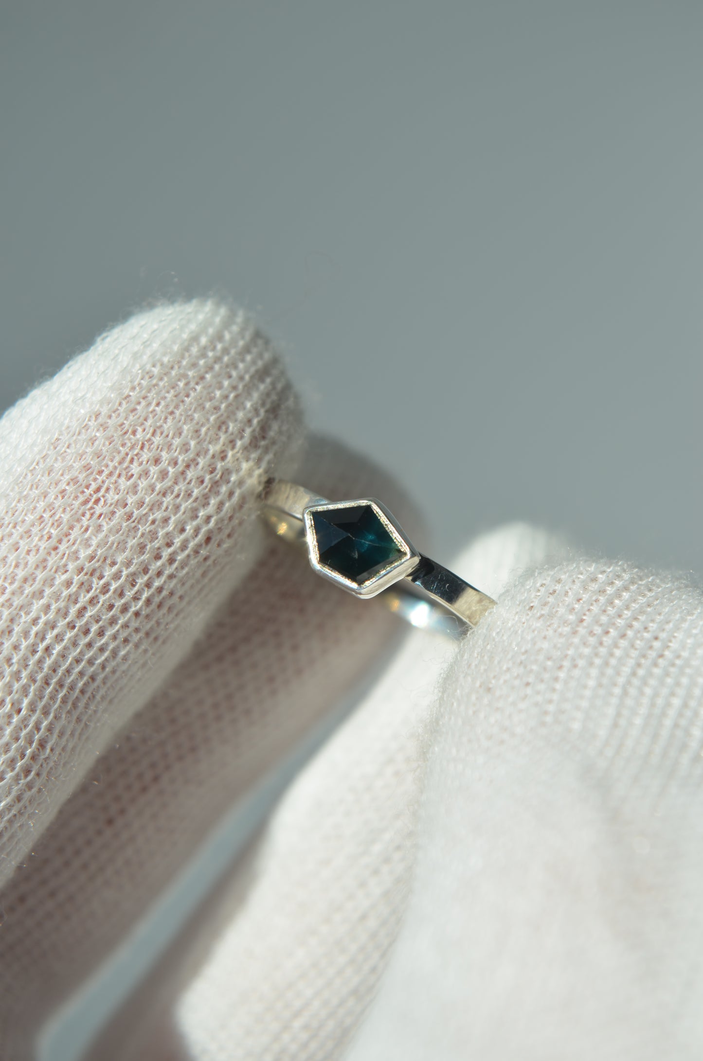 Kenyan Natural Green Sapphire Ring, Sterling Silver, Size 10 U.S.