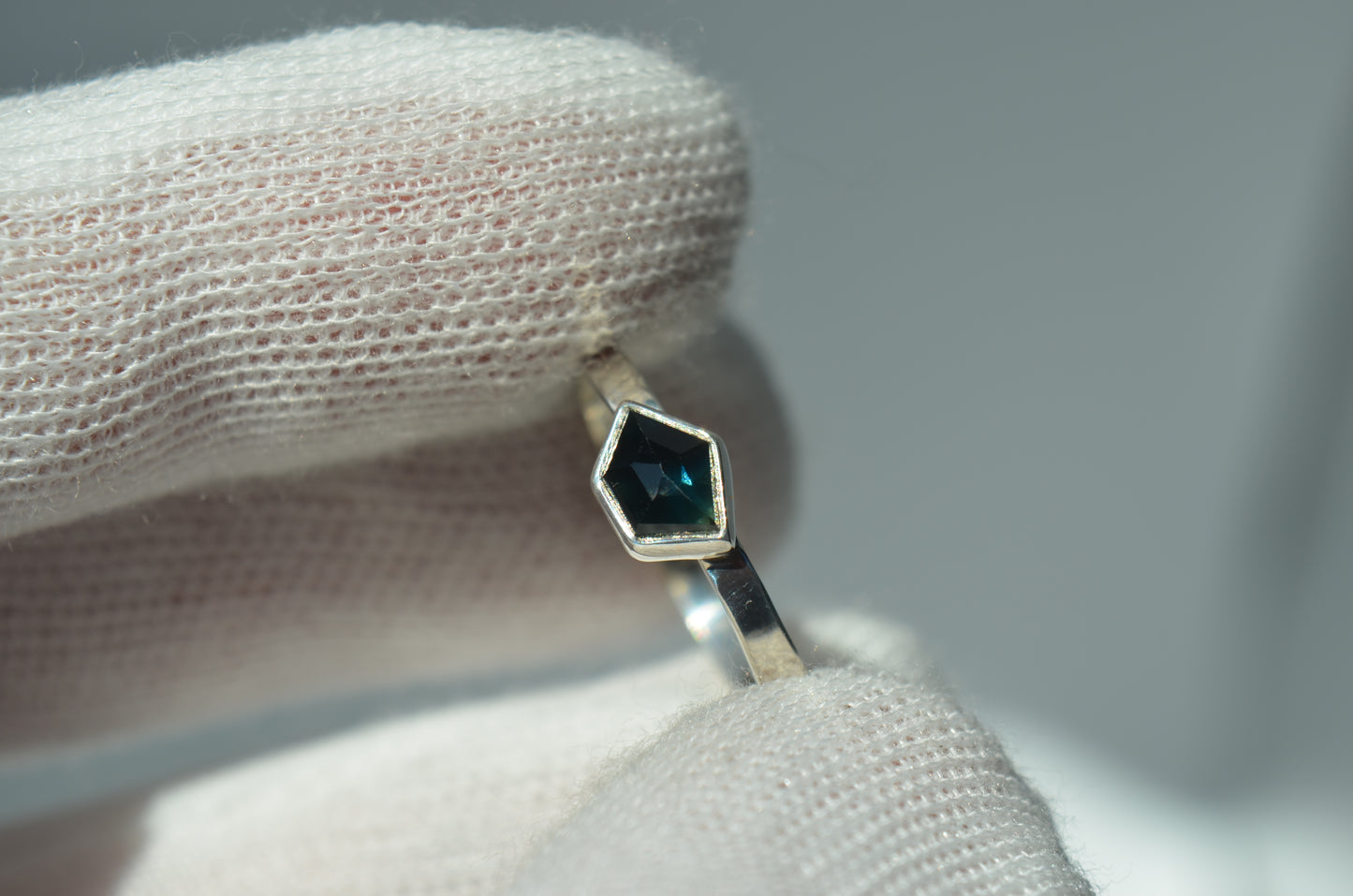 Kenyan Natural Green Sapphire Ring, Sterling Silver, Size 10 U.S.