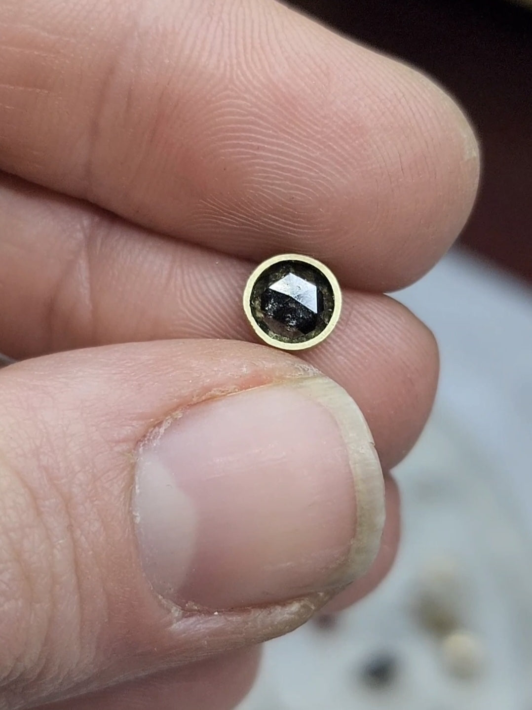 Diamond Ring 14k Solid Gold Bezel Sterling Silver Textured Band