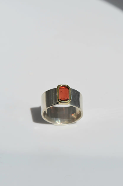 Red Ruby 14k Solid Gold Bezel Sterling Silver Ring Size 5.5 U.S.