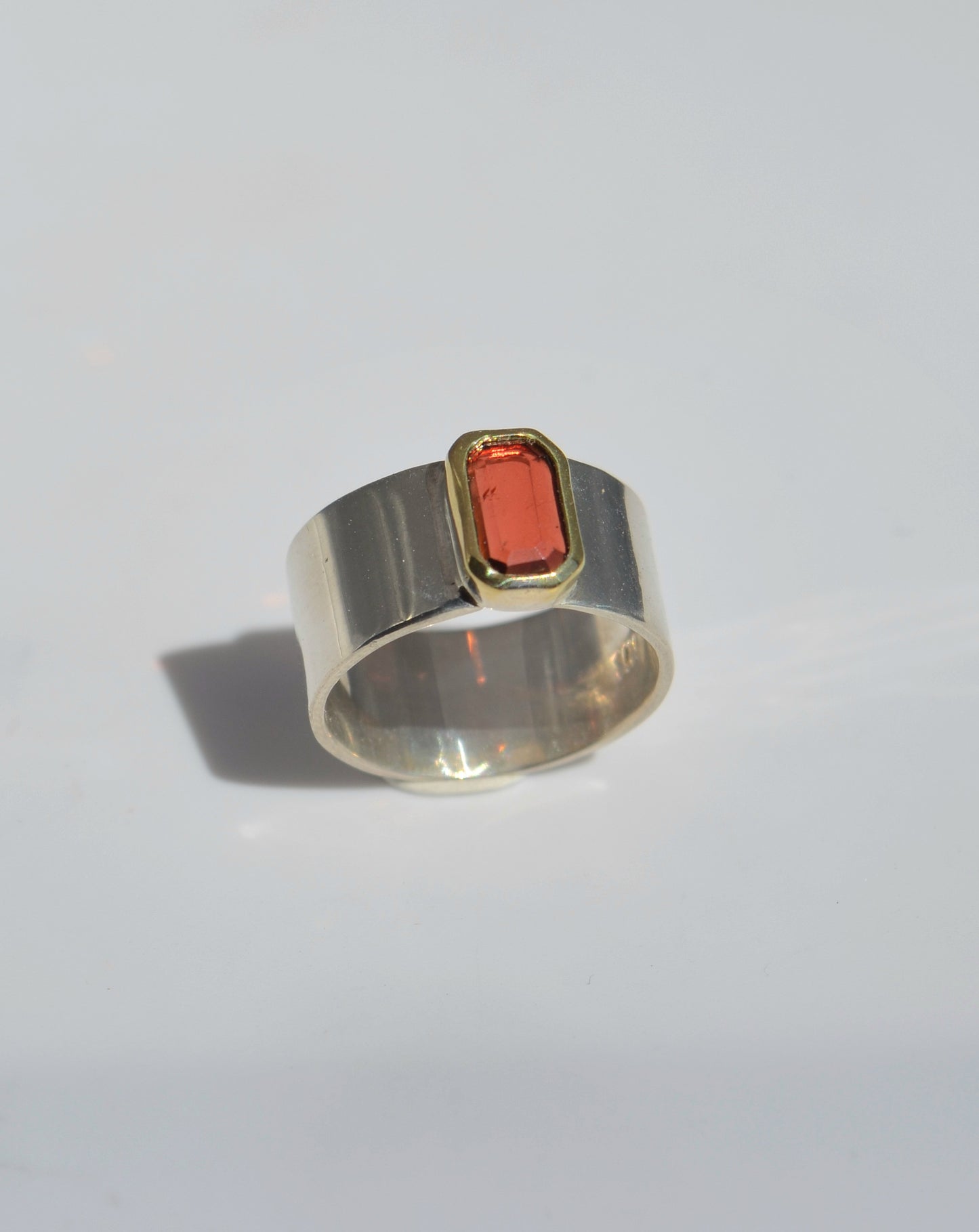 Red Ruby 14k Solid Gold Bezel Sterling Silver Ring Size 5.5 U.S.