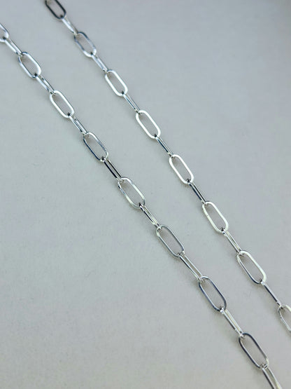 Thin Paperclip Handmade Chain, Sterling Silver