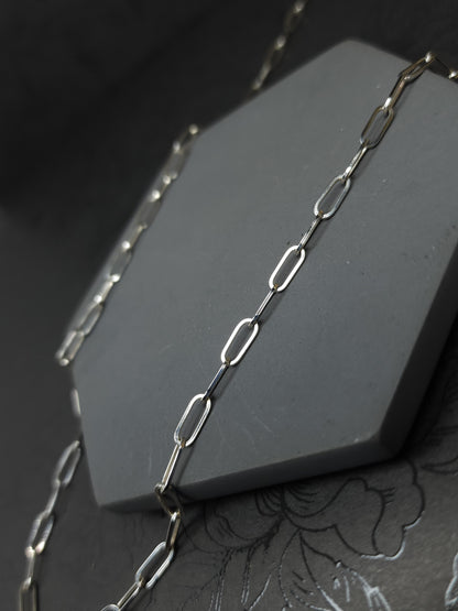 Thin Paperclip Handmade Chain, Sterling Silver