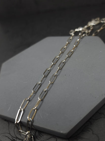 Thin Paperclip Handmade Chain, Sterling Silver