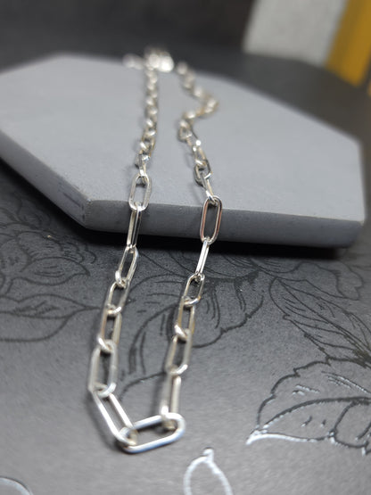 Thin Paperclip Handmade Chain, Sterling Silver