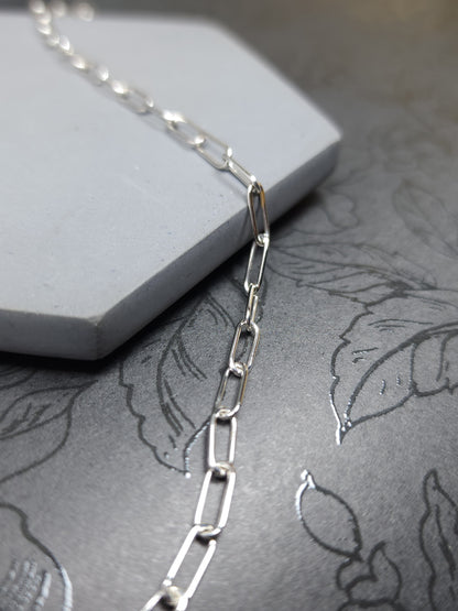 Thin Paperclip Chain, Sterling Silver, Handmade Chain