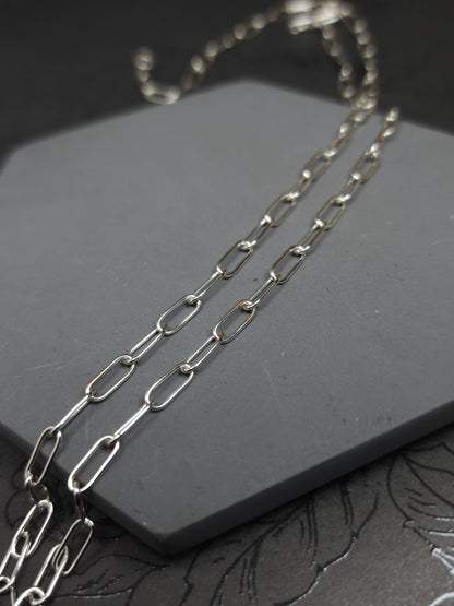 Thin Paperclip Chain, Sterling Silver, Handmade Chain