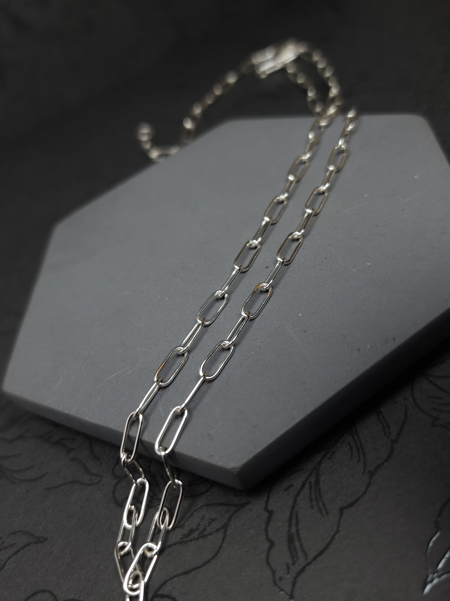 Thin Paperclip Chain, Sterling Silver, Handmade Chain