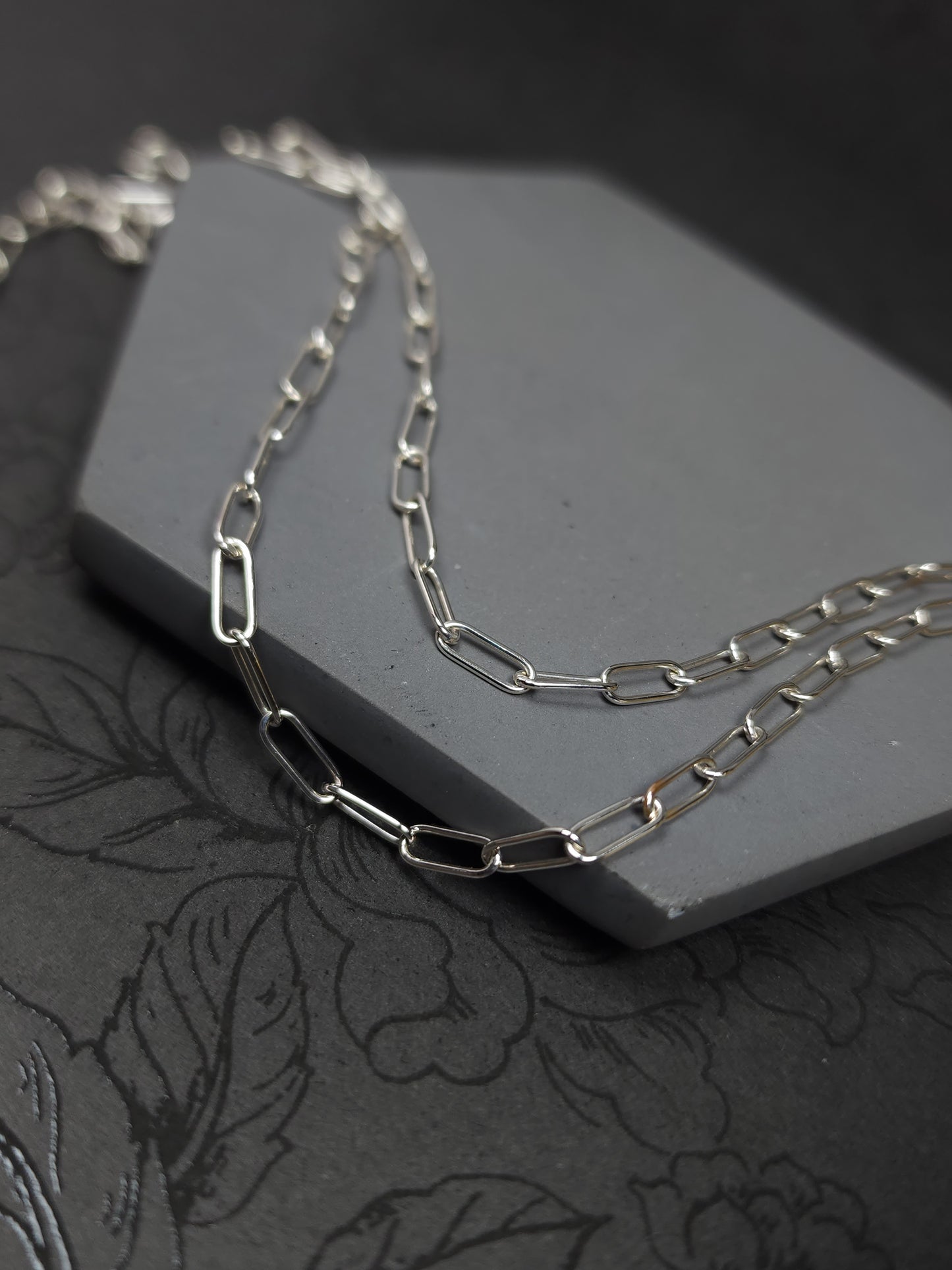 Thin Paperclip Chain, Sterling Silver, Handmade Chain