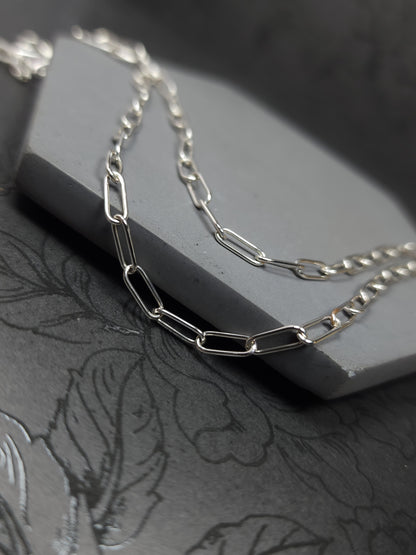 Thin Paperclip Chain, Sterling Silver, Handmade Chain