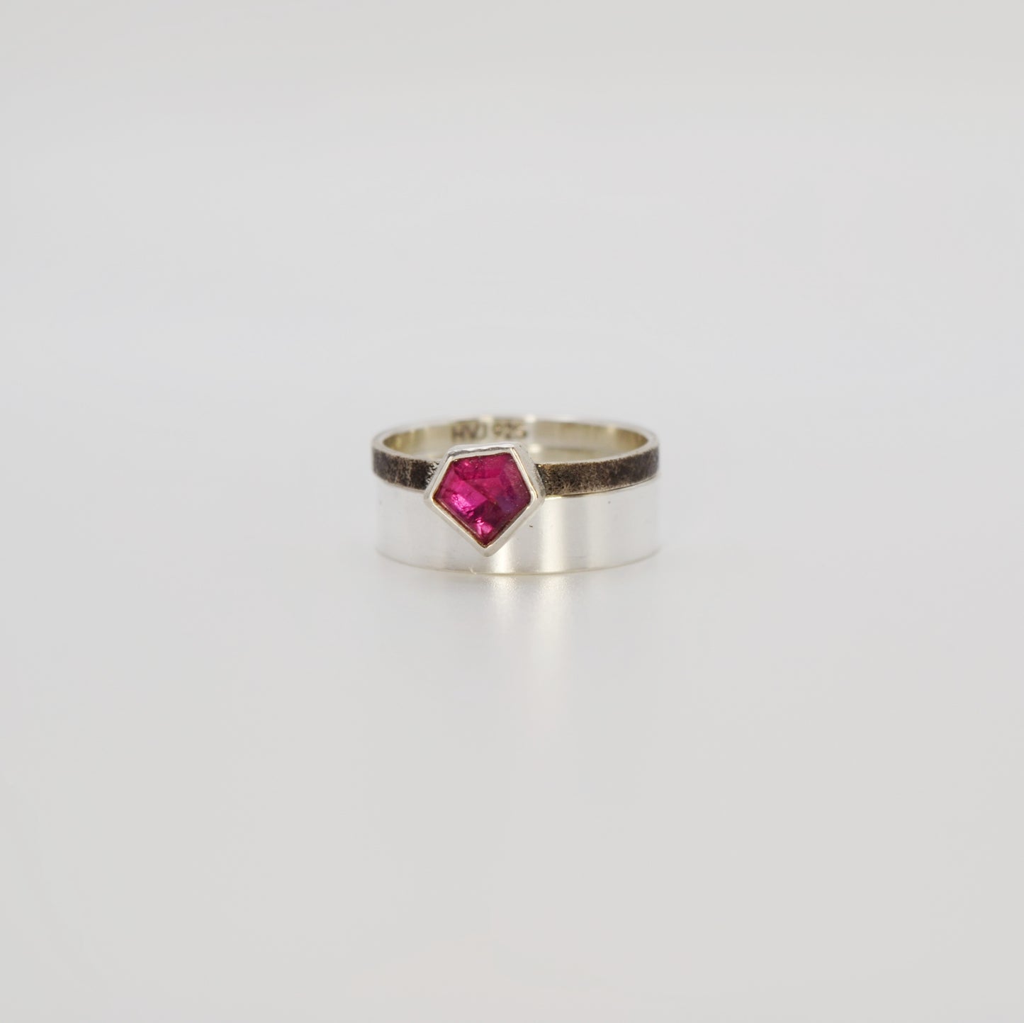 Pink Winza Sapphire, Natural Gemstone Ring, Sterling Silver, Antique Minimalist Inspired Ring Set, Textured Band, Size 7.5 U.S.