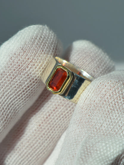 Red Ruby 14k Solid Gold Bezel Sterling Silver Ring Size 5.5 U.S.