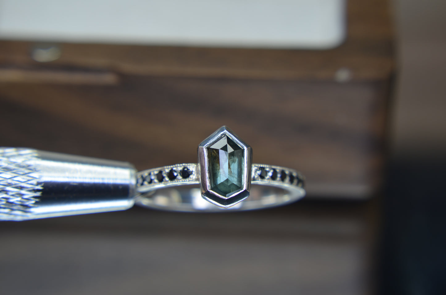 Argentium® Silver Ring, Madagascar Blue, Green, Sapphire Ring